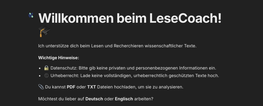 Screenshot unseres LeseCoaches