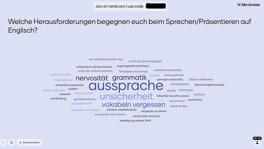 Word Cloud via Mentimeter zur Aussprache